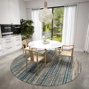 Photo of 4' Brown Round Ombre Tufted Handmade Area Rug