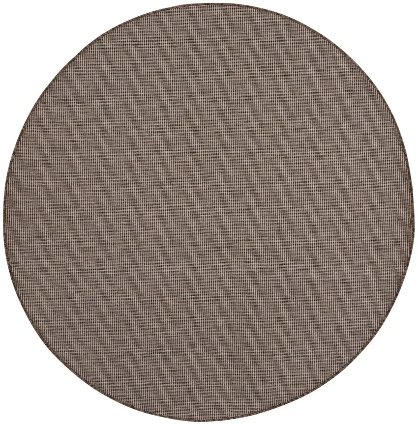 8' Brown Round Power Loom Area Rug Photo 1