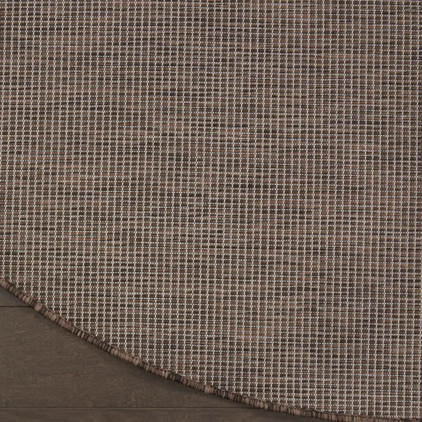 8' Brown Round Power Loom Area Rug Photo 9