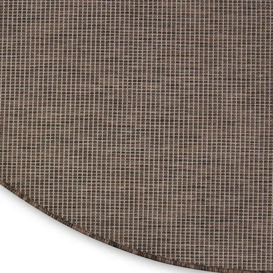 8' Brown Round Power Loom Area Rug Photo 9
