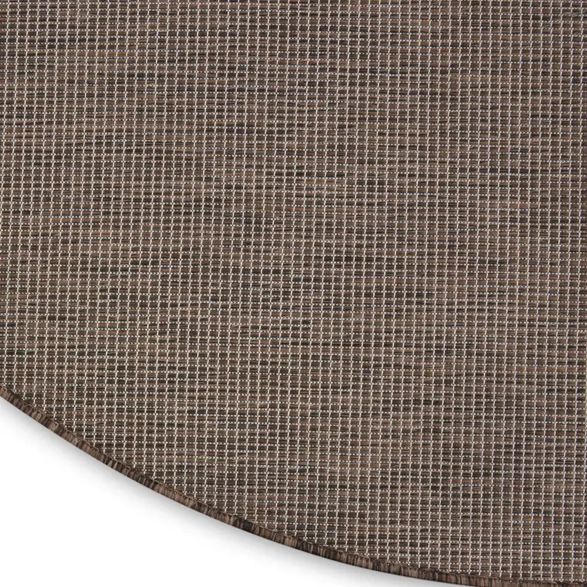 8' Brown Round Power Loom Area Rug Photo 9