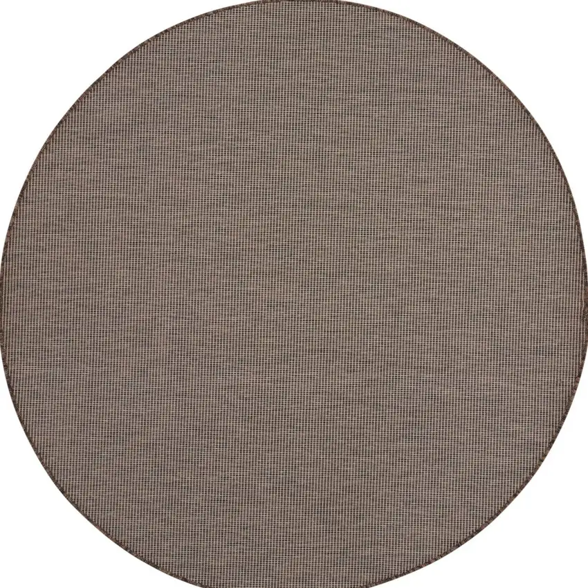 8' Brown Round Power Loom Area Rug Photo 4