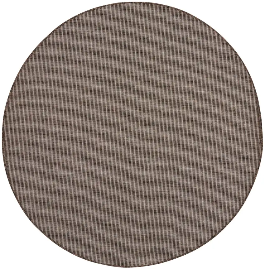 8' Brown Round Power Loom Area Rug Photo 3