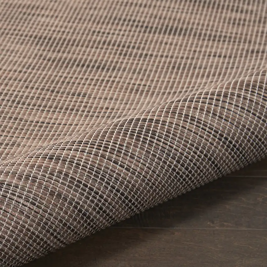 8' Brown Round Power Loom Area Rug Photo 9