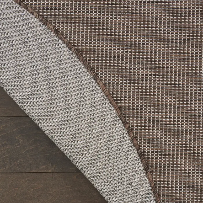 8' Brown Round Power Loom Area Rug Photo 6