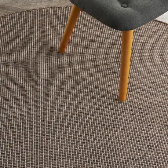 6' Brown Round Power Loom Area Rug Photo 3
