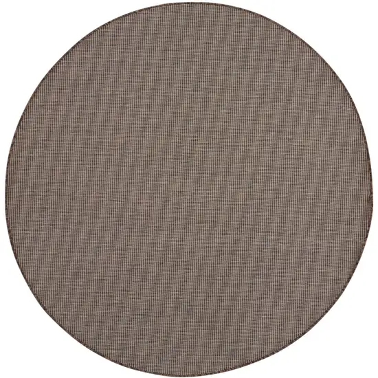 6' Brown Round Power Loom Area Rug Photo 3