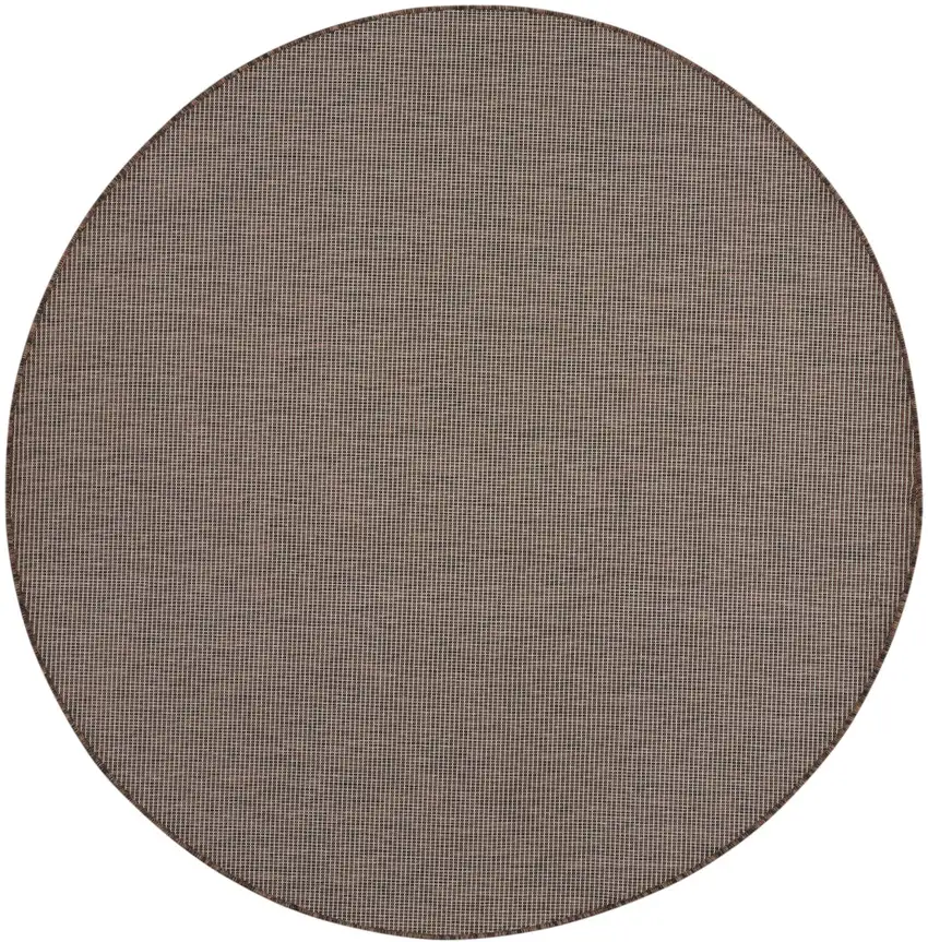 6' Brown Round Power Loom Area Rug Photo 1