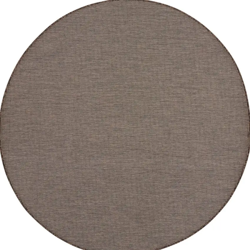 6' Brown Round Power Loom Area Rug Photo 4