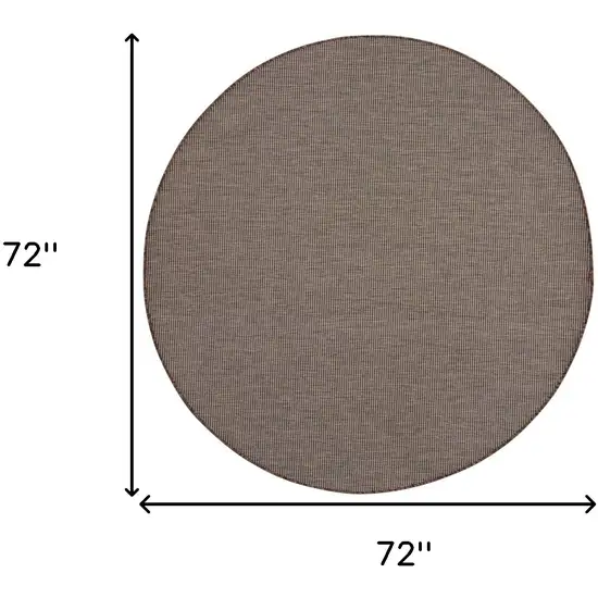 6' Brown Round Power Loom Area Rug Photo 7