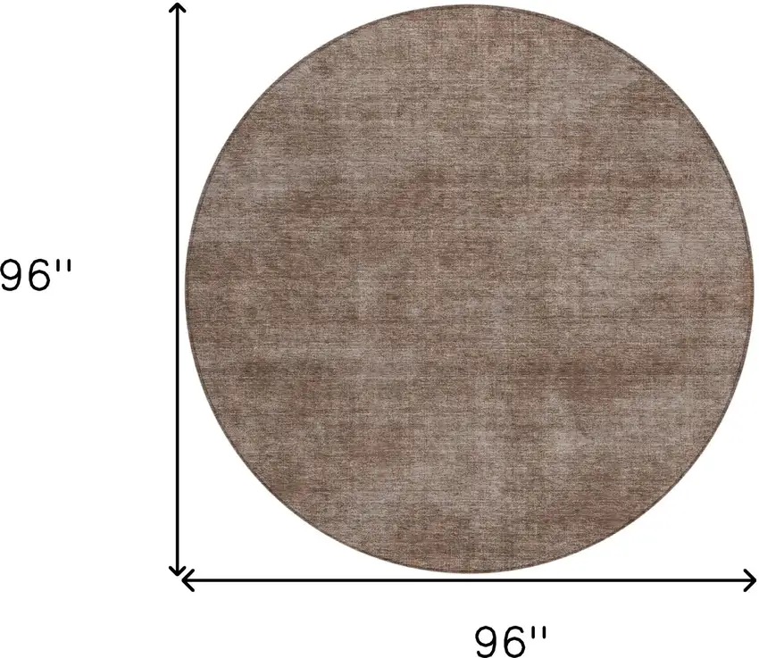 8' Brown Round Washable Indoor Outdoor Area Rug Photo 3