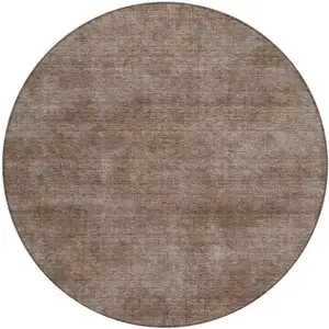 Photo of 8' Brown Round Washable Indoor Outdoor Area Rug