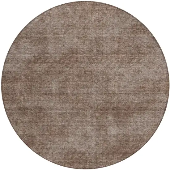 8' Brown Round Washable Indoor Outdoor Area Rug Photo 2