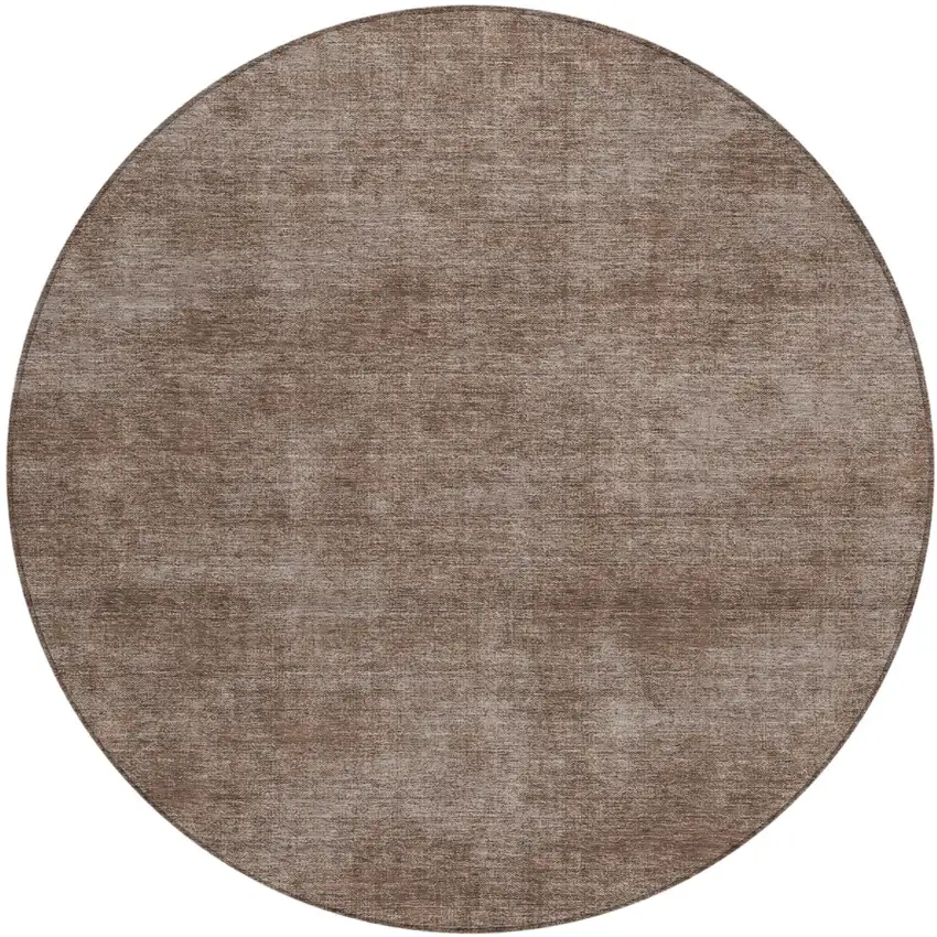 8' Brown Round Washable Indoor Outdoor Area Rug Photo 2