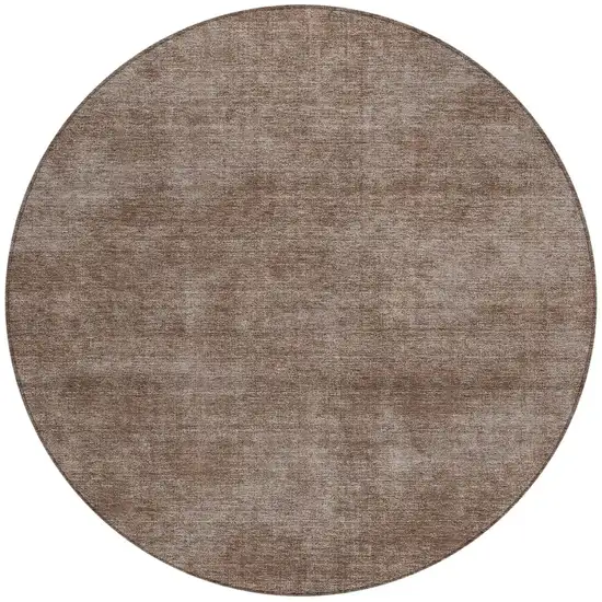 8' Brown Round Washable Indoor Outdoor Area Rug Photo 4