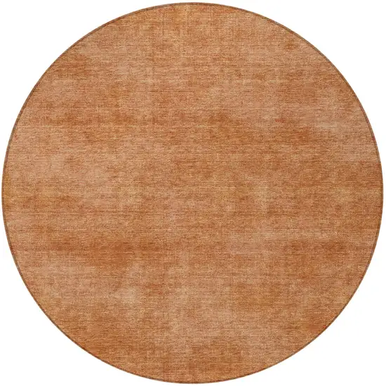 8' Brown Round Washable Indoor Outdoor Area Rug Photo 5