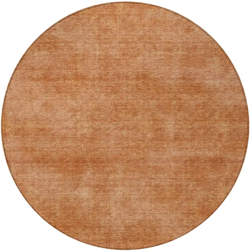 8' Brown Round Washable Indoor Outdoor Area Rug Photo 5