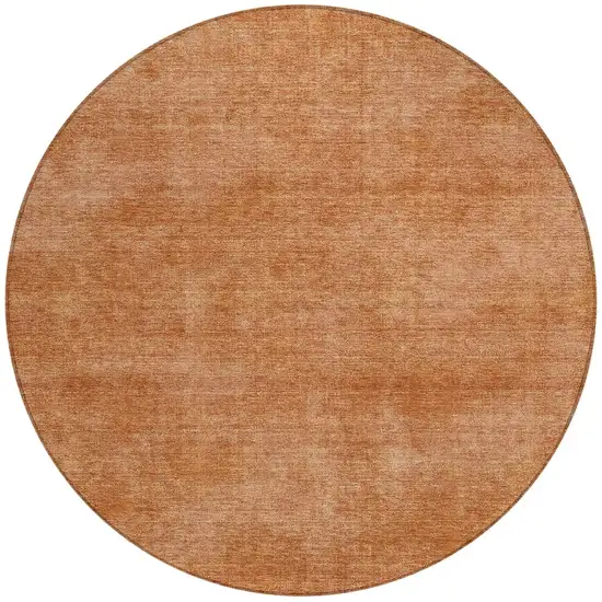 8' Brown Round Washable Indoor Outdoor Area Rug Photo 4