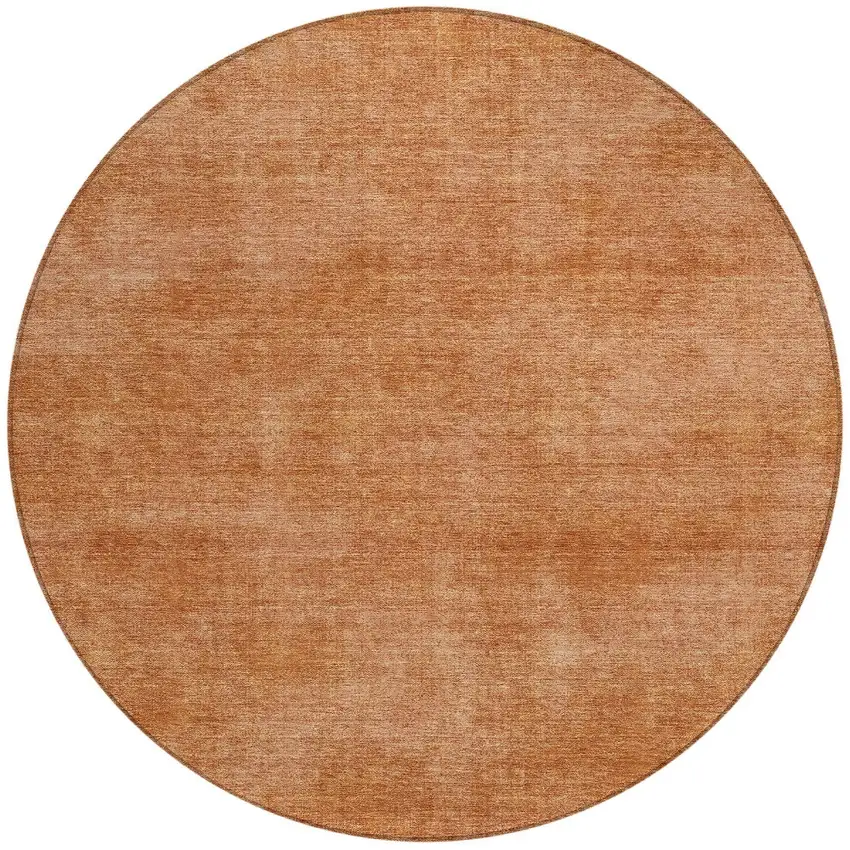 8' Brown Round Washable Indoor Outdoor Area Rug Photo 4