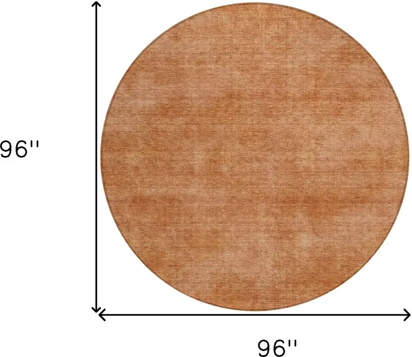 8' Brown Round Washable Indoor Outdoor Area Rug Photo 3