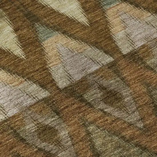 8' Brown Sage And Beige Southwestern Washable Round Rug With UV Protection Photo 9