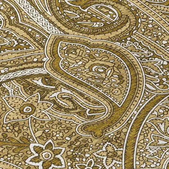 8' Brown Tan And Beige Round Paisley Washable Indoor Outdoor Area Rug Photo 4