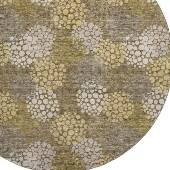 8' Brown Taupe And Beige Polka Dot Washable Round Rug With UV Protection Photo 3