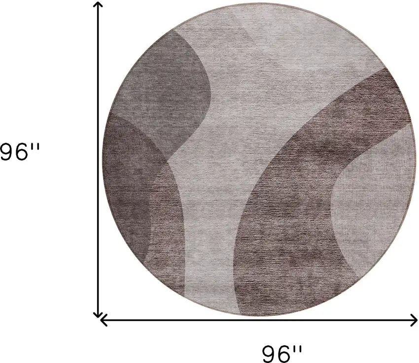 8' Brown Taupe And Beige Round Abstract Washable Indoor Outdoor Area Rug Photo 3