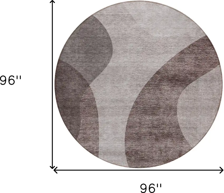 8' Brown Taupe And Beige Round Abstract Washable Indoor Outdoor Area Rug Photo 3