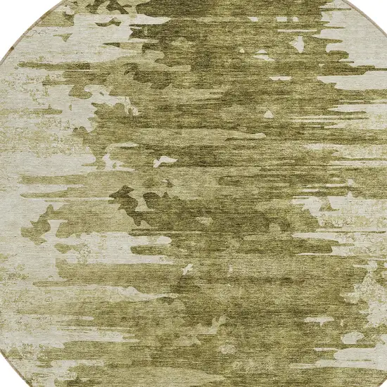8' Brown Taupe And Beige Round Abstract Washable Indoor Outdoor Area Rug Photo 4