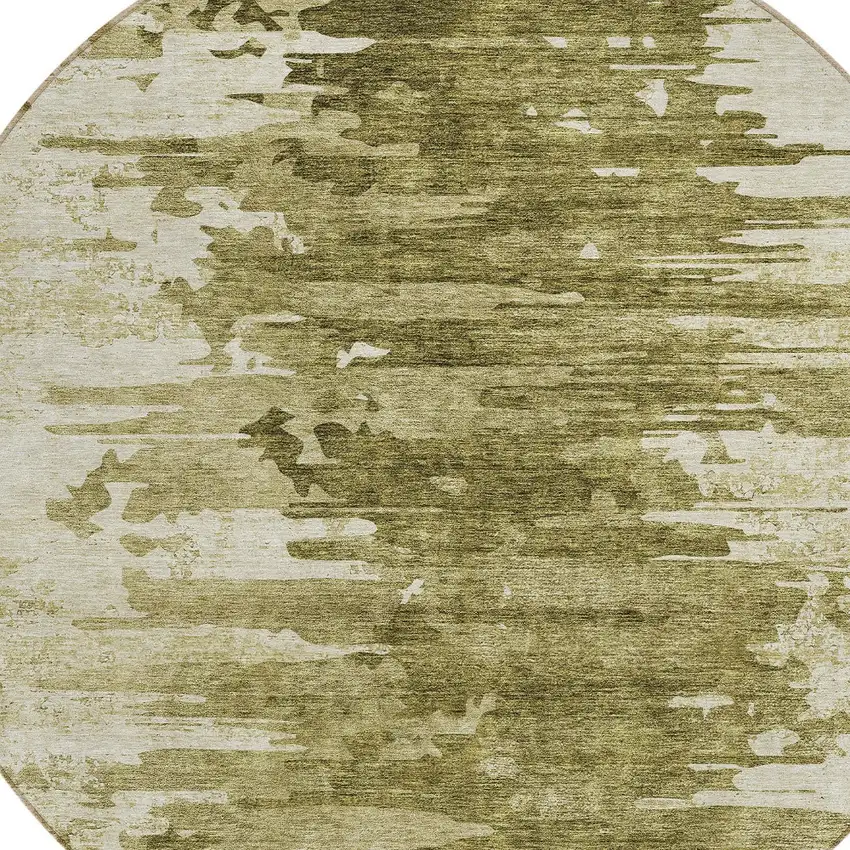 8' Brown Taupe And Beige Round Abstract Washable Indoor Outdoor Area Rug Photo 4