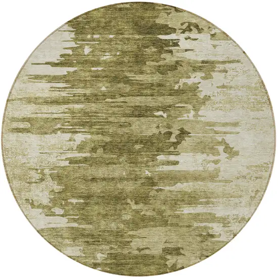 8' Brown Taupe And Beige Round Abstract Washable Indoor Outdoor Area Rug Photo 5