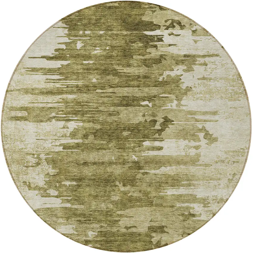 8' Brown Taupe And Beige Round Abstract Washable Indoor Outdoor Area Rug Photo 5
