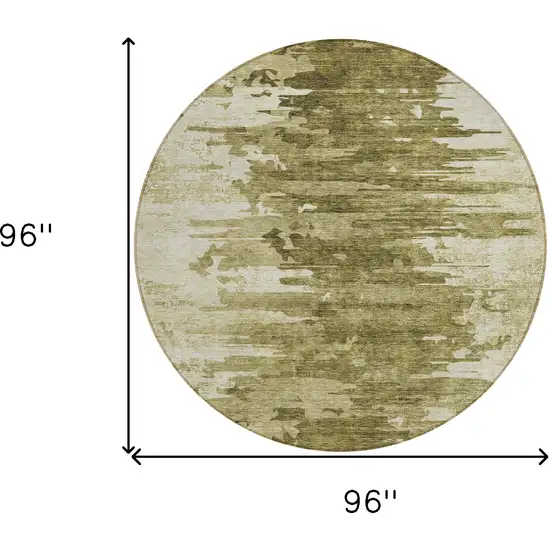 8' Brown Taupe And Beige Round Abstract Washable Indoor Outdoor Area Rug Photo 8