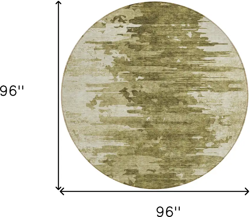 8' Brown Taupe And Beige Round Abstract Washable Indoor Outdoor Area Rug Photo 8