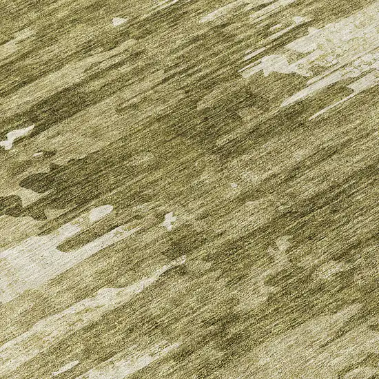 8' Brown Taupe And Beige Round Abstract Washable Indoor Outdoor Area Rug Photo 9