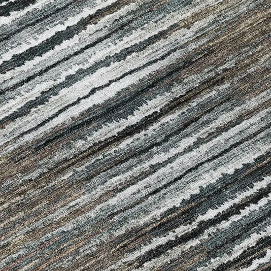 8' Brown Taupe And Chocolate Round Striped Washable Indoor Outdoor Area Rug Photo 4