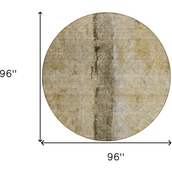 8' Brown Taupe And Gold Round Abstract Washable Indoor Outdoor Area Rug Photo 3