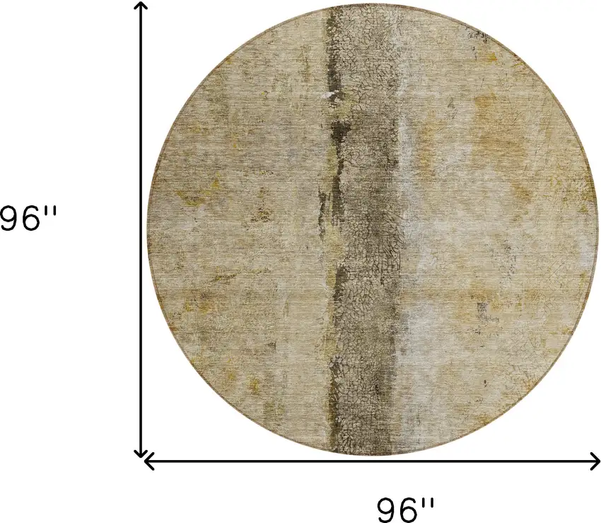 8' Brown Taupe And Gold Round Abstract Washable Indoor Outdoor Area Rug Photo 3