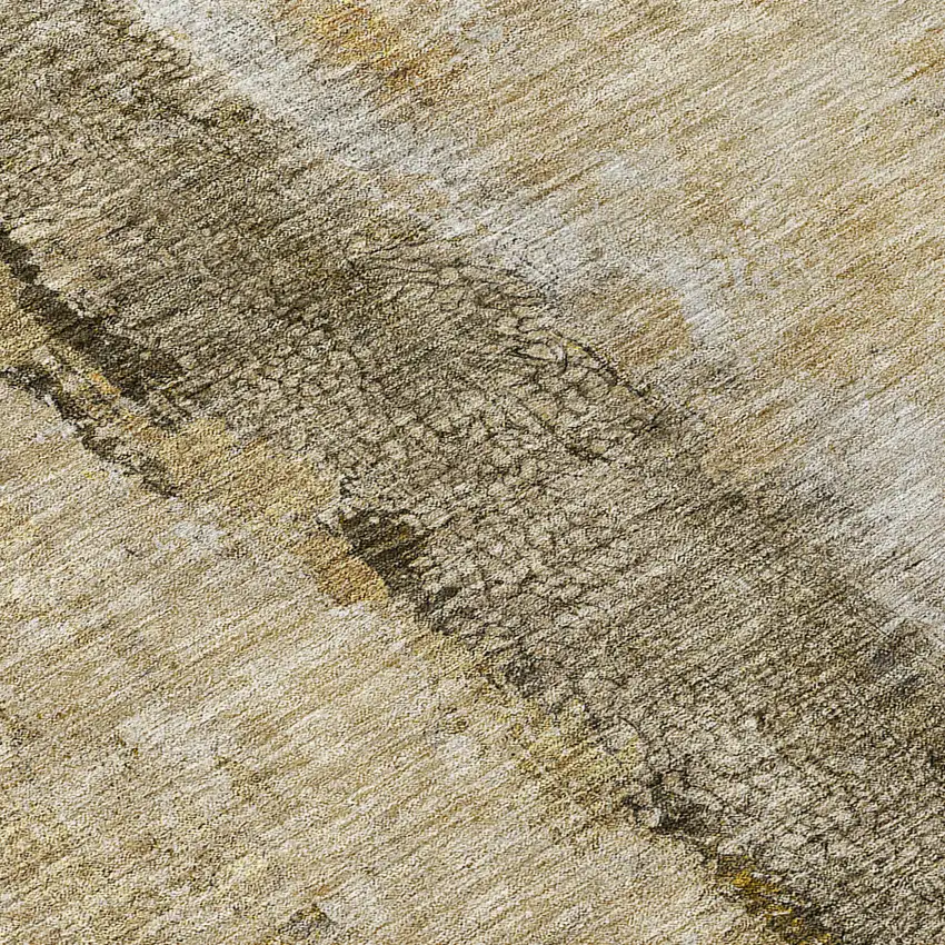 8' Brown Taupe And Gold Round Abstract Washable Indoor Outdoor Area Rug Photo 8