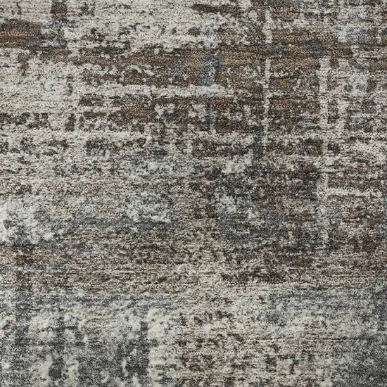 8' Brown Taupe And Gray Geometric Washable Round Rug With UV Protection Photo 9