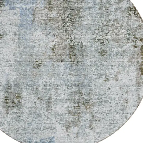 8' Brown Taupe And Gray Round Abstract Washable Indoor Outdoor Area Rug Photo 4