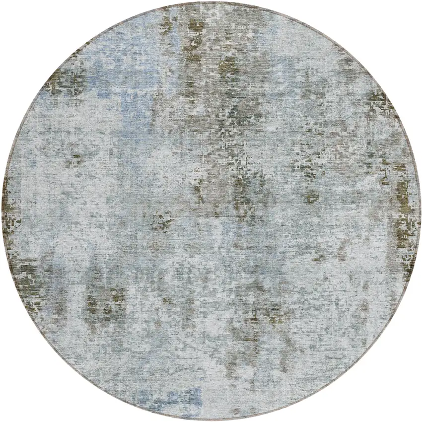 8' Brown Taupe And Gray Round Abstract Washable Indoor Outdoor Area Rug Photo 2