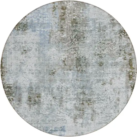 8' Brown Taupe And Gray Round Abstract Washable Indoor Outdoor Area Rug Photo 2