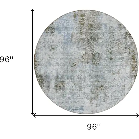 8' Brown Taupe And Gray Round Abstract Washable Indoor Outdoor Area Rug Photo 3