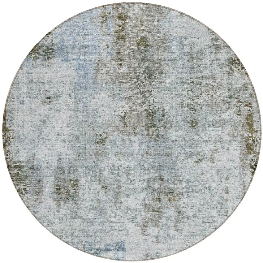 8' Brown Taupe And Gray Round Abstract Washable Indoor Outdoor Area Rug Photo 5