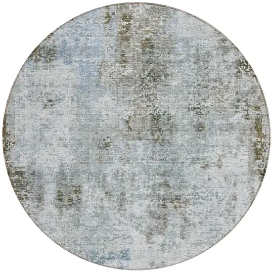 8' Brown Taupe And Gray Round Abstract Washable Indoor Outdoor Area Rug Photo 5