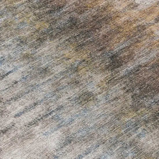 8' Brown Taupe And Ivory Round Abstract Washable Indoor Outdoor Area Rug Photo 8