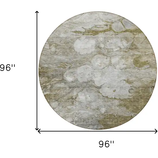 8' Brown Taupe And Ivory Round Abstract Washable Indoor Outdoor Area Rug Photo 8