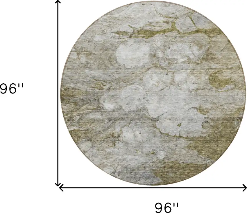 8' Brown Taupe And Ivory Round Abstract Washable Indoor Outdoor Area Rug Photo 8